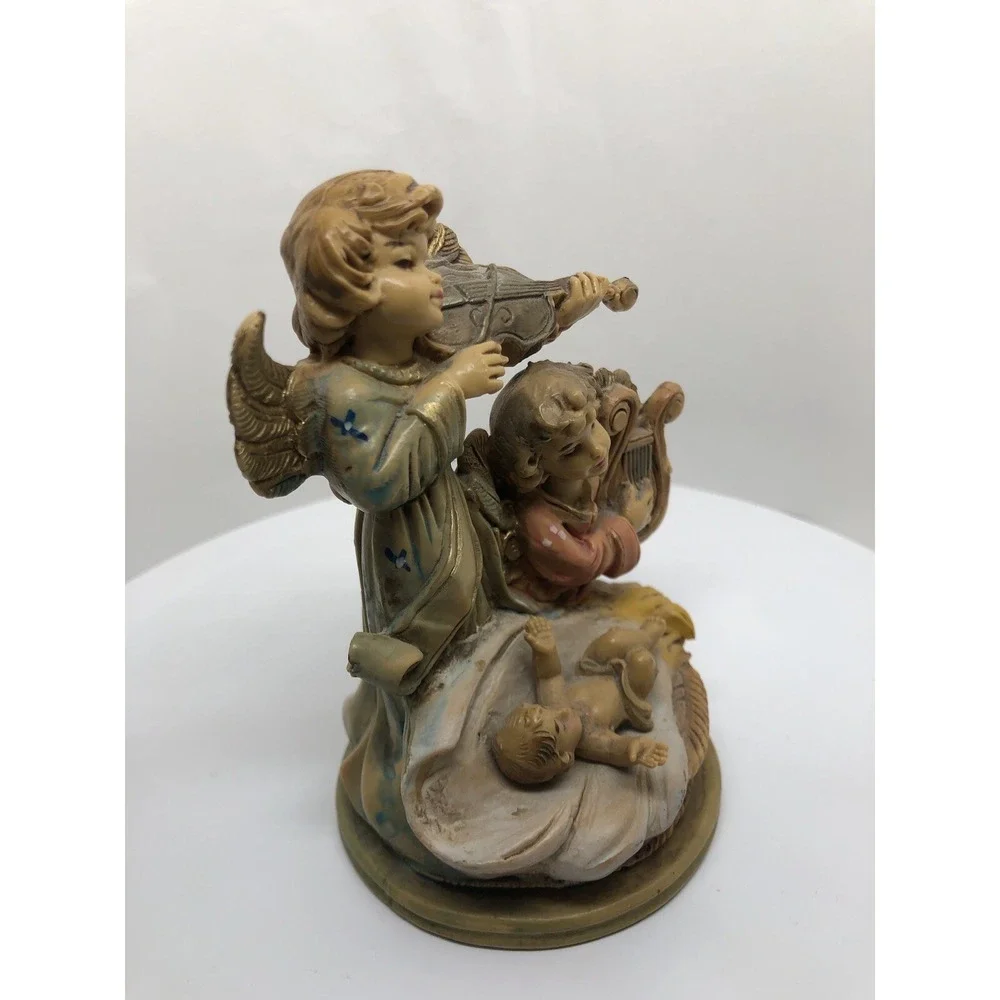 Fontanini Nativity Angels Baby Jesus Figurine Musical Harp Violin 4.5